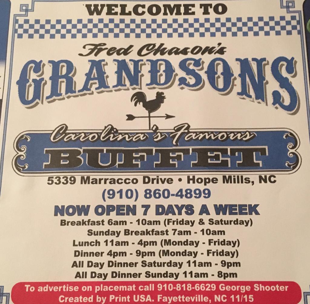 Fred Chason`s Grandsons Buffet